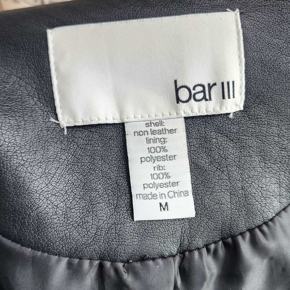 Bar III Women's Fake Black Leather Moto Jacket - Picture 7 of 7